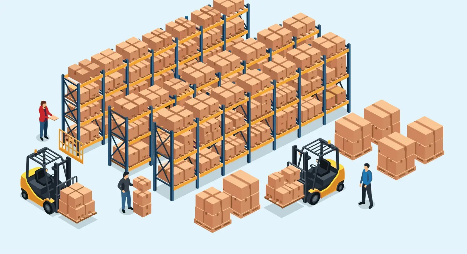 Picture of warehouse racking and forklift trucks